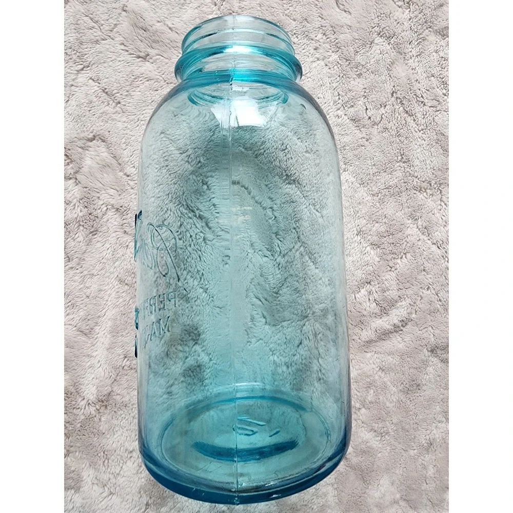 Vintage Ball Perfect Mason Jar Half Gallon Aqua Blue Glass #10